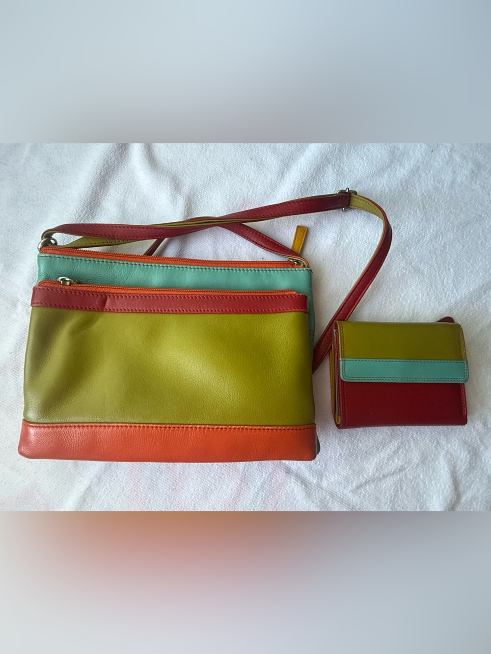 Ili RFID Colorblock Leather Crossbody Bag - Multicolor Citrus